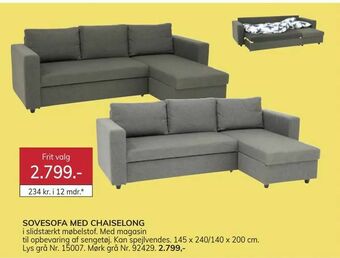 Daells Bolighus Sovesofa med chaiselong tilbud