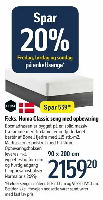 Føtex Huma Classic seng med opbevaring tilbud