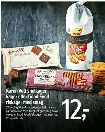 Føtex Karen Volf småkager, kager eller Good Food riskager med smag tilbud