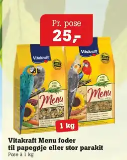 Poetzsch Padborg Vitakraft Menu - foder til papegøje eller stor parakit tilbud