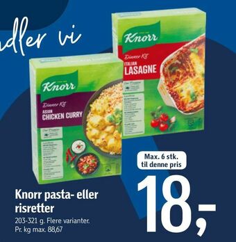 Føtex Knorr pasta- eller risretter tilbud