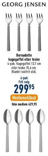 Imerco Bernadotte kagegaffel eller teske tilbud