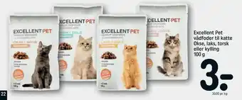 REMA 1000 Excellent Pet vådfoder til katte Okse, laks, torsk eller kylling tilbud