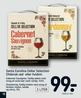 REMA 1000 Santa Carolina Cellar Selection Chilensk rød- eller hvidvin tilbud