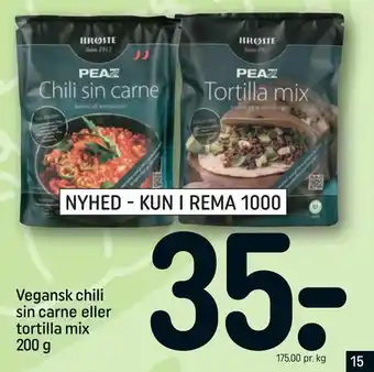 REMA 1000 Vegansk chili sin carne eller tortilla mix tilbud