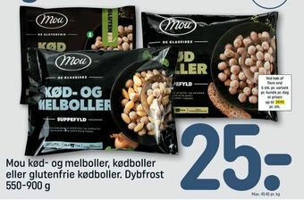 REMA 1000 Mou kød- og melboller, kødboller eller glutenfrie kødboller tilbud