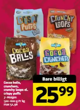 Løvbjerg Cocoa balls, crunchers, crunchy loops el. crispy puffs tilbud