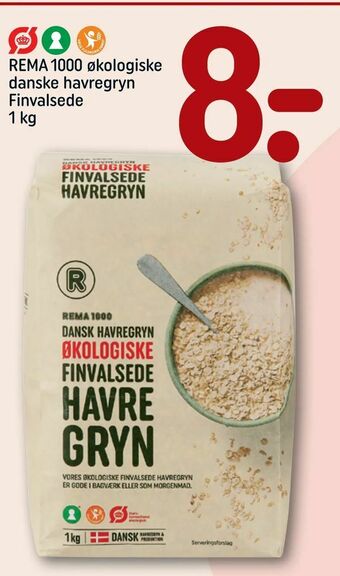 REMA 1000 REMA 1000 økologiske danske havregryn Finvalsede tilbud