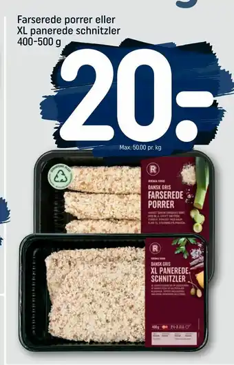 Farserede porrer eller XL panerede schnitzler