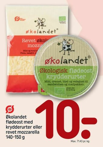 Økolandet flødeost med krydderurter eller revet mozzarella