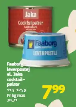 Løvbjerg Faaborg leverpostej el. Jaka cocktail- pølser tilbud