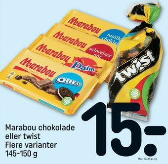 REMA 1000 Marabou chokolade eller twist tilbud