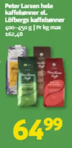 Løvbjerg Peter Larsen hele kaffebønner el. Löfbergs kaffebønner tilbud