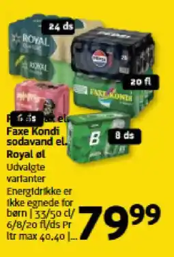 Løvbjerg Pepsi Max Faxe Kondi sodavand el. Royal øl tilbud
