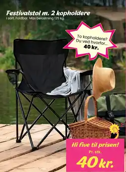 Hi five Festivalstol m. 2 kopholdere tilbud