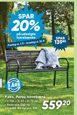 Bilka F.eks. Paros havebænk tilbud