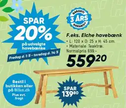 Bilka F.eks. Elche havebænk tilbud
