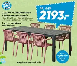 Bilka Carlton havebord med 6 Messina havestole tilbud