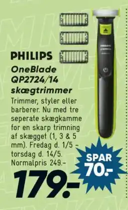 Bilka PHILIPS OneBlade QP2724/14 skægtrimmer tilbud
