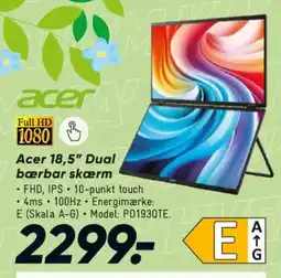 Bilka Acer 18,5" Dual bærbar skærm tilbud
