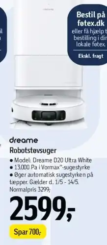 Føtex dreame Robotstøvsuger D20 Ultra tilbud