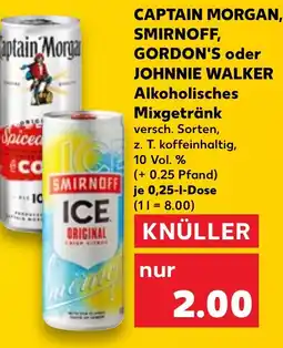 Kaufland DE Captain morgan, smirnoff, gordon's oder johnnie walker alkoholisches mixgetränk tilbud