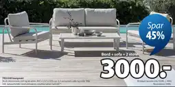 JYSK TEGLUM loungesæt (Bord + sofa + 2 stole) tilbud