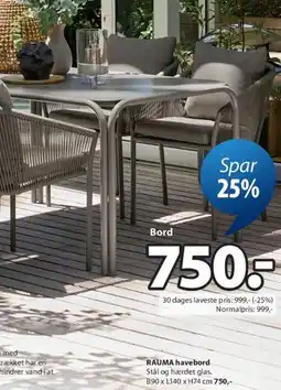JYSK RAUMA havebord tilbud