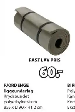 JYSK FJORDENGE liggeunderlag tilbud