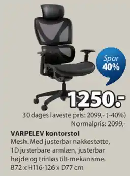 JYSK VARPLEV kontorstol tilbud