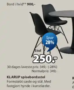 JYSK KLARUP spisebordsstol tilbud