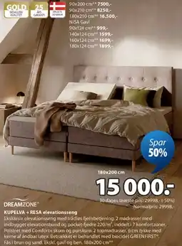 JYSK DREAMZONE KUPÉLVA + RESA elevationsseng tilbud