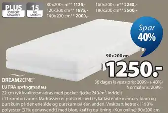 JYSK LUTRA springmadras tilbud