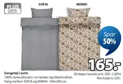 JYSK Sengetøj i satin (SOFIA, MIMMI) tilbud