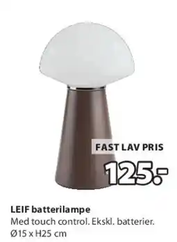 JYSK LEIF batterilampe tilbud