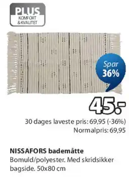 JYSK NISSAFORS bademåtte tilbud