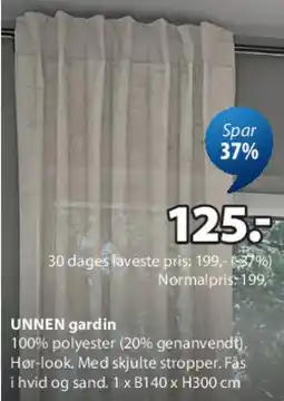JYSK UNNEN gardin tilbud