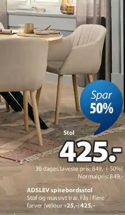 JYSK ADSLEV spisebordsstol tilbud