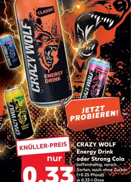 Kaufland DE CRAZY WOLF Energy oder Strong cola tilbud