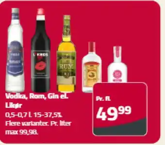Vodka, Rom, Gin el. Likør