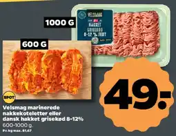 Netto Velsmag marinerede nakkekoteletter eller dansk hakket grisekød tilbud