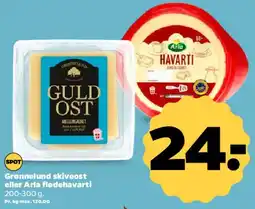Netto Grønnelund skiveost / Arla flødefhavarti tilbud