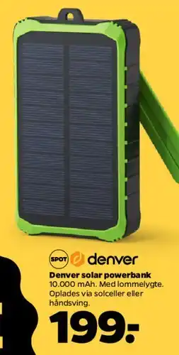 Netto Denver solar powerbank 10.000 mAh tilbud