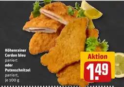 REWE DE Höhenrainer Cordon bleu oder Putenschnitzel tilbud