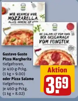 REWE DE Gustavo Gusto Pizza Margherita oder Pizza Salame tilbud