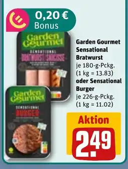 REWE DE Garden Gourmet Sensational Bratwurst oder Sensational Burger tilbud