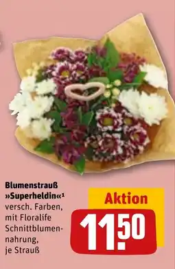 REWE DE Blumenstrauß Superheldin tilbud