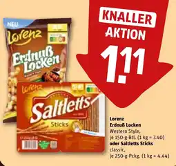 REWE DE Lorenz Erdnuẞ Locken oder Saltletts Sticks tilbud