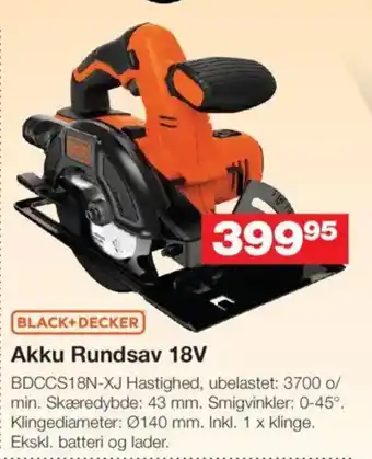 Bauhaus BLACK+DECKER Akku Rundsav 18V tilbud