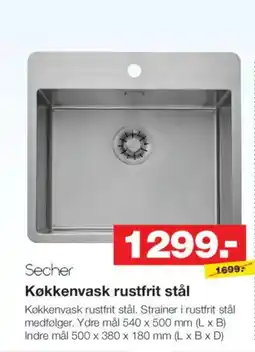 Bauhaus Secher Køkkenvask rustfrit stål tilbud